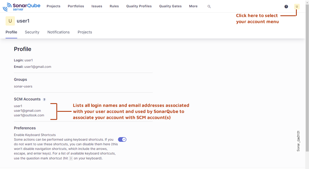Accessing your user profile
