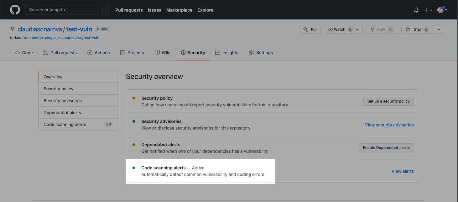 Managing your code scanning alerts in GitHub