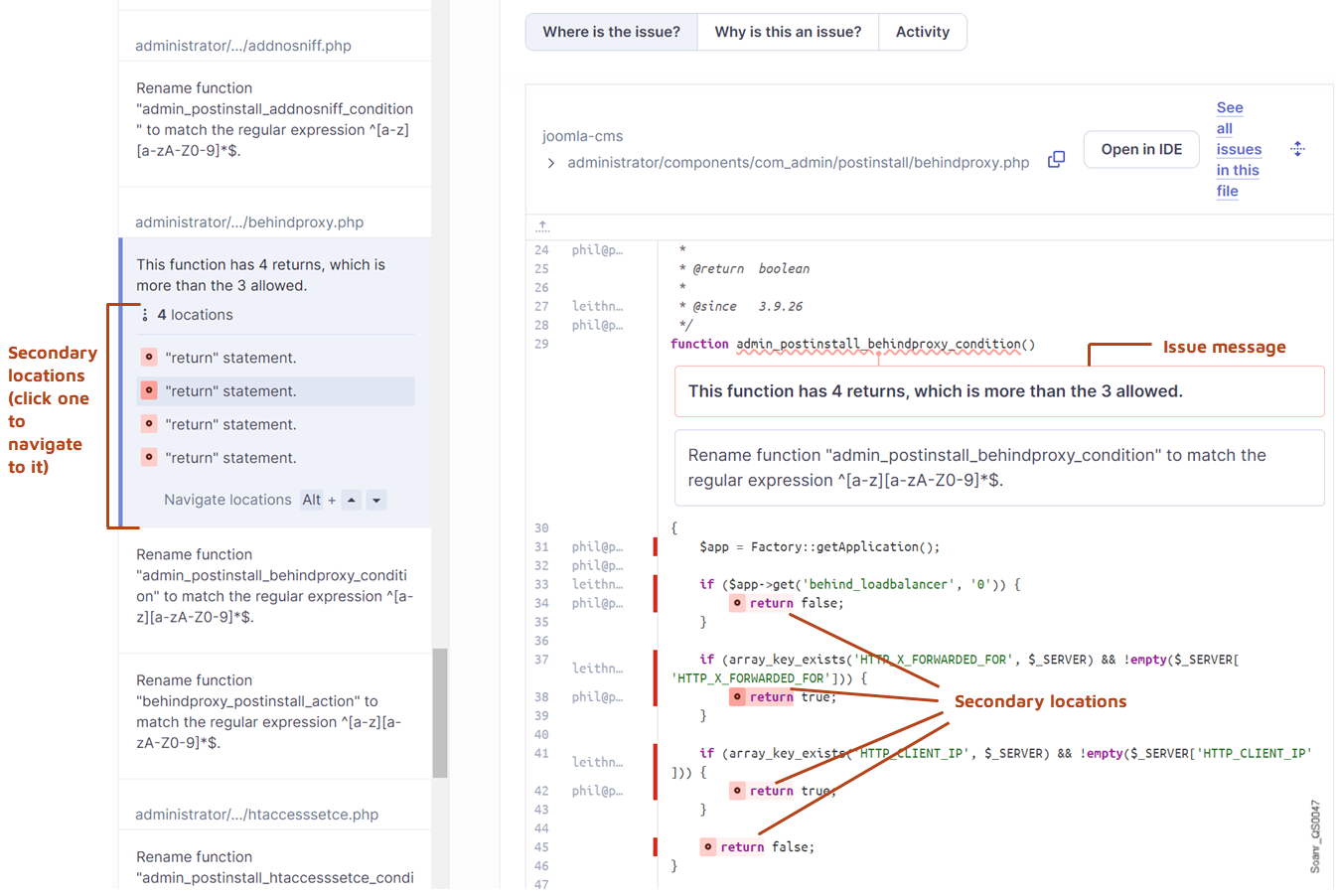 Issue’s secondary locations