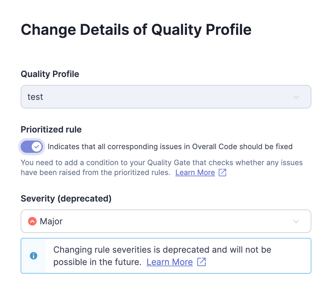 Change the details of your quality profile.